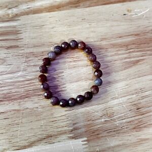 Faceted‎ Natural Stone Beaded Stretch Bracelet Earth Tone